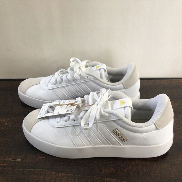 Adidas Womens VL Court 3 Sneaker White Grey Size 9.5 Skateboarding Shoes Scuffed - Picture 3 of 7